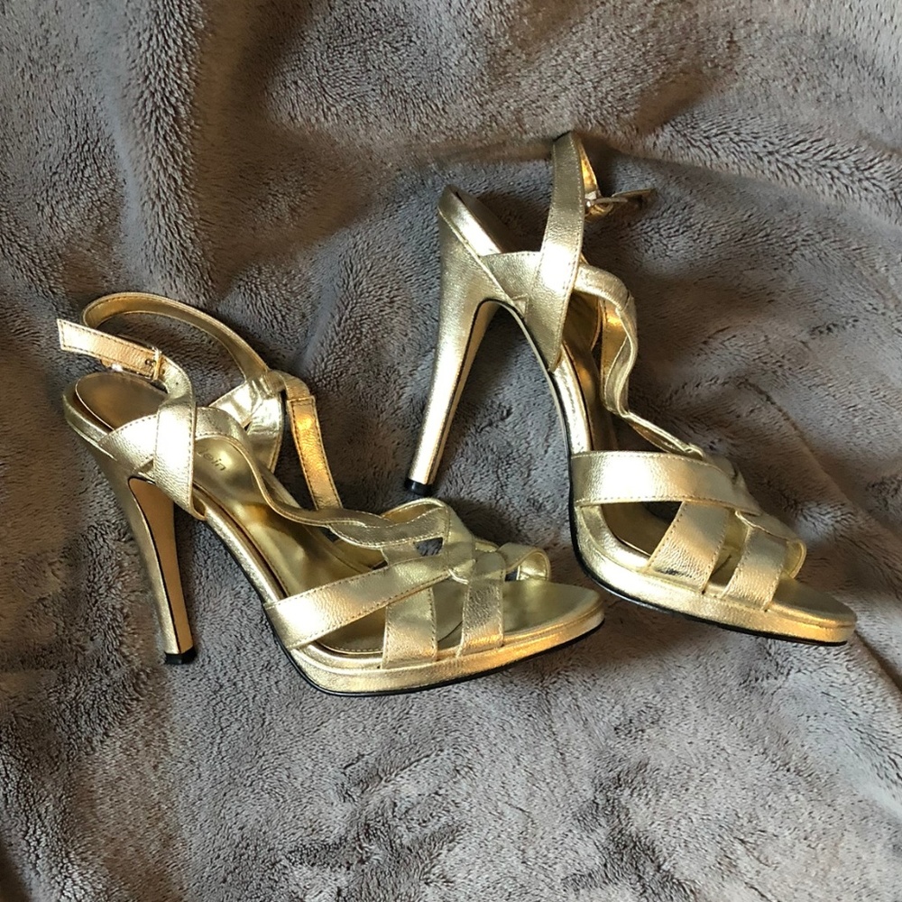 Calvin Klein Gold Strappy Heels